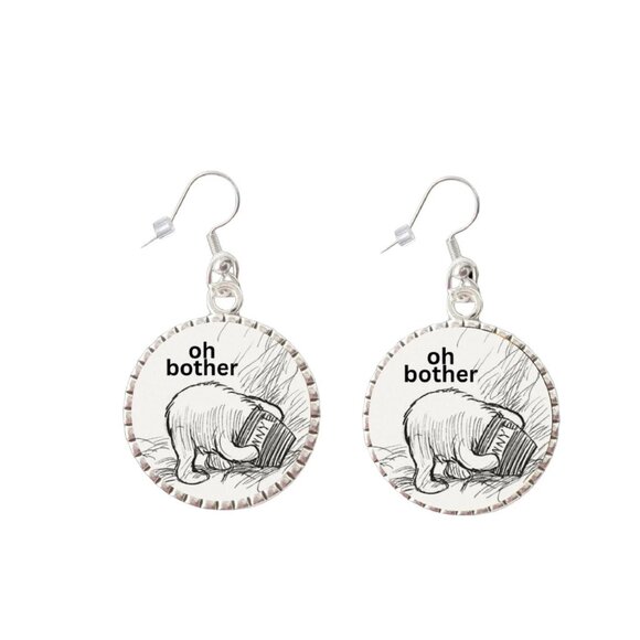 Classic Winnie the Pooh Oh Bother Honey Pot Winnie the Pooh Drop Dangle Earrings - Picture 1 of 1